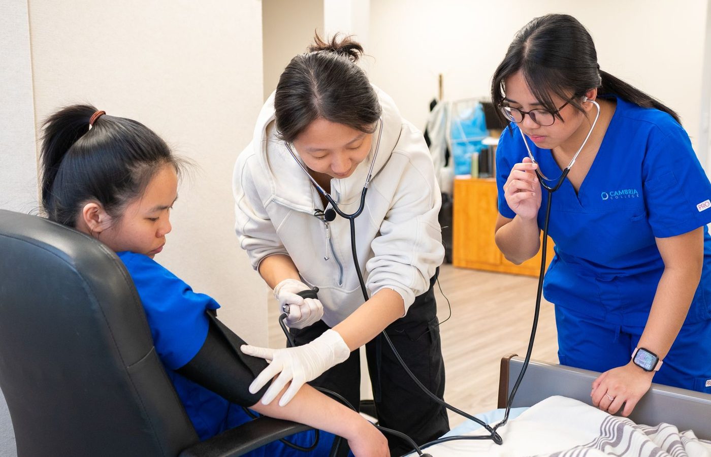 Nurse apprentices in a hospital training setting